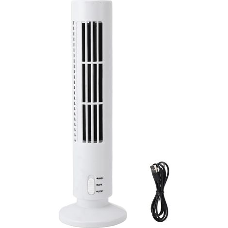 Kompakter, Blattloser Standventilator, Weiß, Leise, 2 Geschwindigkeitsstufen, Usb-anschluss, 6 X 33 Cm