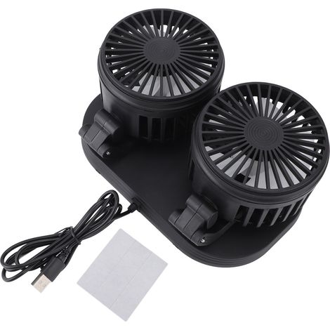 Doppelventilator Für Auto Und Büro, Usb-betrieben, Schwarz, 10 W, Leise, 360° Drehbar