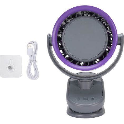 Neigbarer Tischventilator Ohne Rotorblätter, 100 Geschwindigkeitsstufen, 4000-mah-akku, Usb-anschluss, Lila/grau