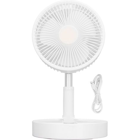 Zusammenklappbarer Und Teleskopierbarer Akku-ventilator Mit 4 Geschwindigkeitsstufen, Verstellbarer Höhe (36–99 Cm), 3600 Mah Akku, Leiser Betrieb (45 Db)