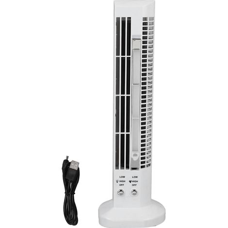 Standventilator Ohne Rotorblätter Mit Weißer Led-beleuchtung, 2 Geschwindigkeitsstufen, Kompakt Und Sicher Für Büro Oder Schlafzimmer