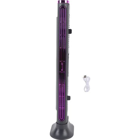 Leistungsstarker Und Kompakter, Per Usb Aufladbarer Standventilator Ohne Rotorblätter Für Büro Oder Schlafzimmer – Grau/lila