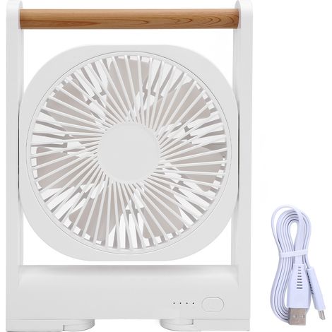 Wiederaufladbarer Magnetischer Tischventilator, 4 Geschwindigkeitsstufen, Leise, Tragbar Mit Griff – Weiß