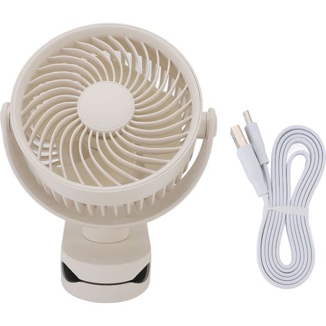 Leiser, Um 360° Drehbarer, Wiederaufladbarer Usb-clip-ventilator Für Büro, Strand Und Camping – Beige