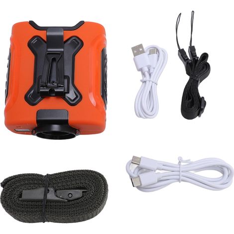 Tragbarer Gürtelventilator, 10000 Mah, 5 Geschwindigkeitsstufen, Led-licht Und Sos-funktion, Orange