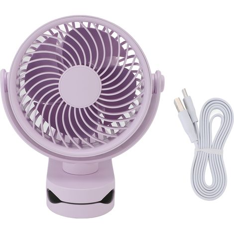 Wiederaufladbarer Usb-clip-ventilator, Leise, 360°-drehung, Lila, Für Büro, Strand Oder Camping