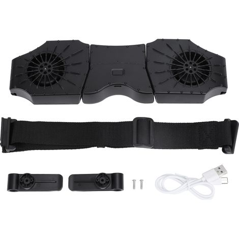Tragbarer Gürtelventilator – 8000 Mah, 3 Geschwindigkeitsstufen, Zwei Leise Lüfter, Schwarz