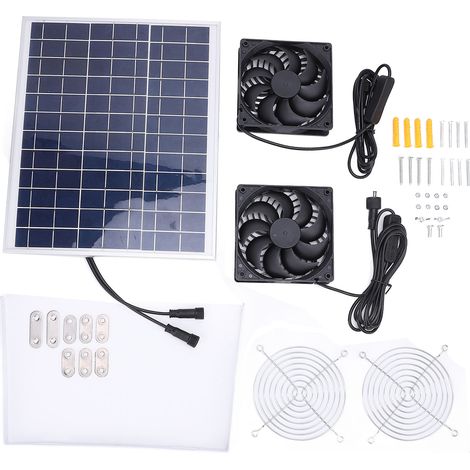 15-w-ip65-wasserdichter Doppelsolarventilator Für Gewächshaus, Hühnerstall Und Gartenunterstand – Komplettset Mit Photovoltaikpanel