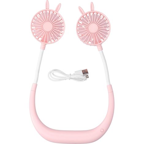 Wiederaufladbarer, Tragbarer Nackenventilator Mit Usb-anschluss – Rosa, 28,5 X 18,5 Cm, 1200 Mah Akku