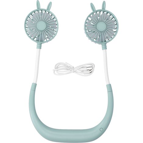 Wiederaufladbarer Nackenventilator Per Usb, Tragbar Und Leise – Farbe: Bambusgrün, 1200-mah-akku