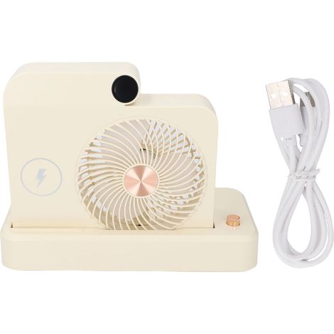 Tischventilator Mit Kabelloser Ladestation, 100 Einstellbaren Geschwindigkeitsstufen, Faltbar Und Leise, Cremefarben