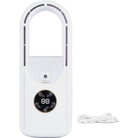Rotorloser Ventilator Mit Wassersprühfunktion, 6 Geschwindigkeitsstufen, 100-ml-wassertank, Usb-anschluss, Weiß