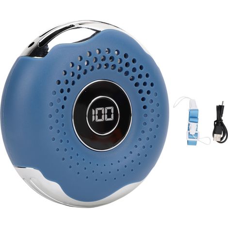 Tragbarer, Donut-förmiger Nackenventilator, Usb-aufladbar, Geräuschlos, Blau, 1200 Mah