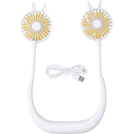 Wiederaufladbarer Nackenventilator Mit Usb-anschluss, Weiß, 28,5 X 18,5 X 3 Cm, 1200-mah-akku