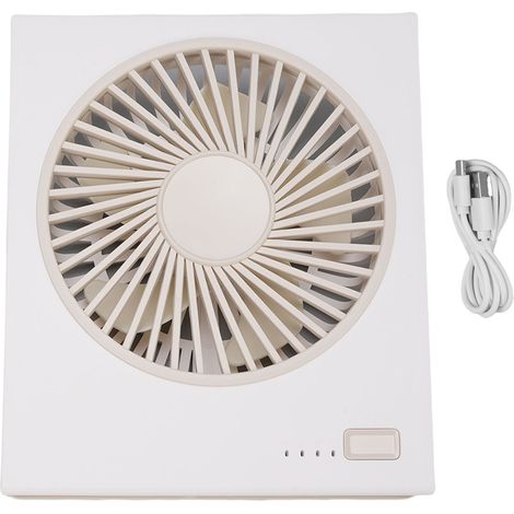 Tischventilator Mit 4 Geschwindigkeitsstufen, 180° Neigungswinkel, Faltbar, Leise, Integrierter Akku, Weiß