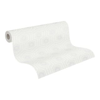 Bricoflor Hexagon Tapete zum überstreichen Retro Tapete mit Sechseck Muster Vliestapete für Wohnzimmer und Schlafzimmer
