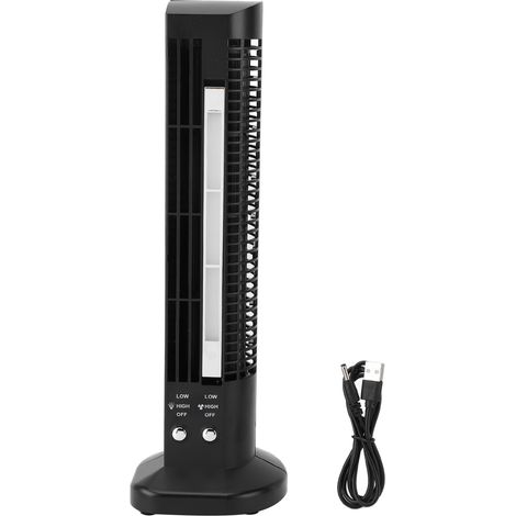 Rotorblattloser Tischventilator, Kompaktes Turmdesign Mit Integrierter Beleuchtung, Schwarz, Usb-anschluss, Leise