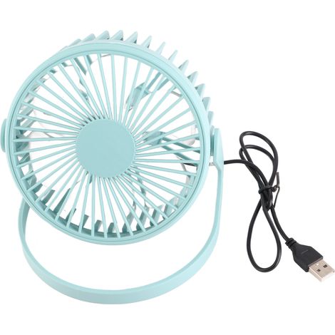 Mini-usb-tischventilator Mit 360°-drehung, Leisem Bürstenlosem Motor, 12,7 Cm (5 Zoll), Himmelblau
