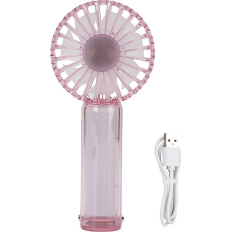 Mini-ventilator, Transparent, Tragbar, Mit Haken, 3 Geschwindigkeitsstufen, 1200-mah-akku, Pink