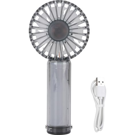 Mini-ventilator, Transparent, Mit Haken, 3 Geschwindigkeitsstufen, 1200-mah-akku, Schwarz