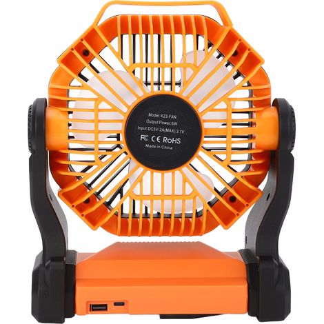 Campingventilator Mit Led-laterne Und 8000-mah-powerbank – Orange