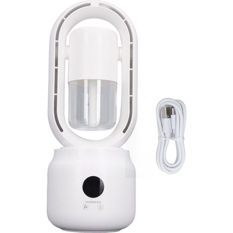 Rotorblattloser Tischventilator Mit Luftbefeuchter, 3 Geschwindigkeitsstufen, 4000-mah-akku, Leise Und Schnelle Kühlung
