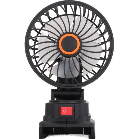Tragbarer 4-zoll-ventilator Mit 18-v-akku, 360°-oszillation Und Zwei Usb-anschlüssen Für Camping Und Angeln