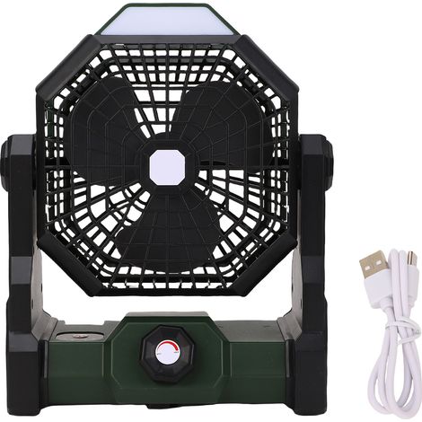 Wiederaufladbarer, Tragbarer Ventilator Mit Led-licht, 270°-drehung Und Integriertem 7800-mah-akku