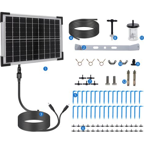 Automatisches Solar-tropfbewässerungssystem Bsv-ic009 Mit 2200-mah-akku, 30 Töpfen, 7 Programmierbaren Modi Und Schutzart Ip65 (wasserdicht).