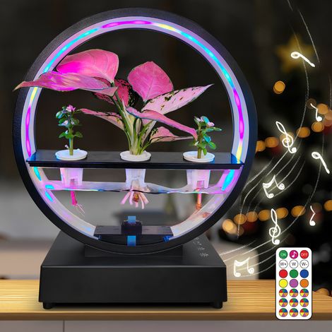Multifunktionale Dekoleuchte Zy-002(a): Vollspektrum-pflanzenwachstumslampe, Hydroponikpumpe, Bluetooth-lautsprecher Und Musiksynchronisierte Rgb-beleuchtung