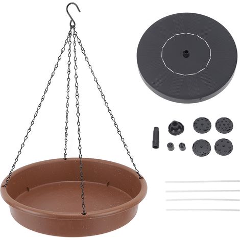 Rundes, Solarbetriebenes Hänge-vogelbad Mit Springbrunnen – 30,5 Cm Durchmesser, 1,5-w-panel, 6 Düsen