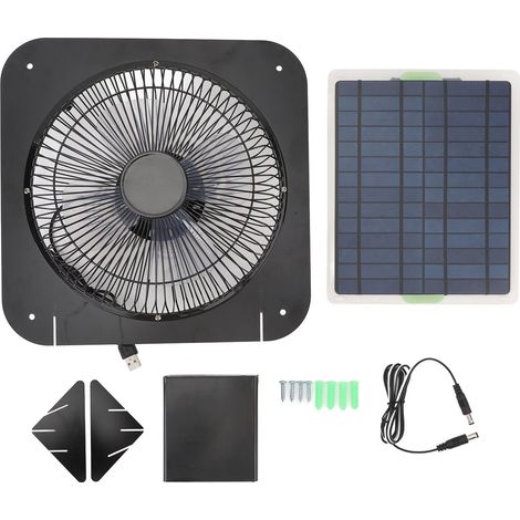 20-w-solar-abluftventilator Mit Monokristallinem Panel Und 25-cm-propeller Für Gewächshaus, Hühnerstall, Unterstand Oder Tiergehege