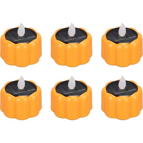 Kürbisförmige Led-solarkerzen – 6 Stück, Wasserdicht, Für Halloween, Weihnachten Und Gartenpartys