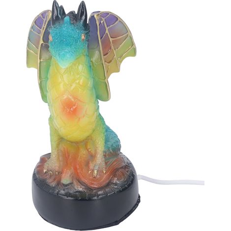 Bunte, Drachenförmige Tischleuchte Aus Kunstharz – Vintage-design Mit Warmweißem Led-licht, 16 Cm