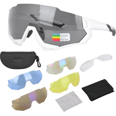 Polarisierte, Winddichte Fahrradbrille Mit Integriertem Kurzsichtigkeitsrahmen – Mattweiß, 14,5 X 6,3 Cm, Vollständiger Augenschutz (schutzbrille)