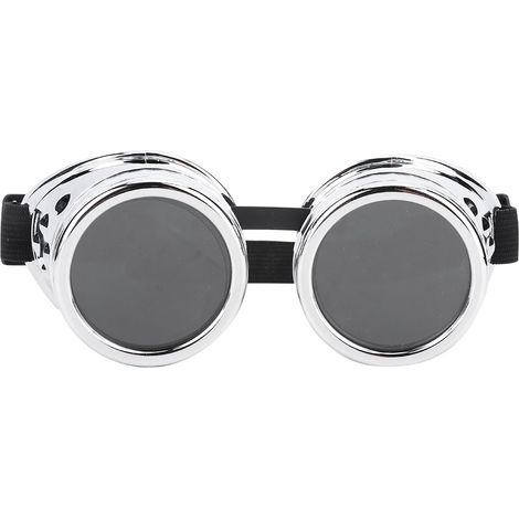 Retro-steampunk-schutzbrille Aus Abs Mit Austauschbaren Gläsern – Glänzendes Silber, 150 X 60 Mm, Schutzbrille