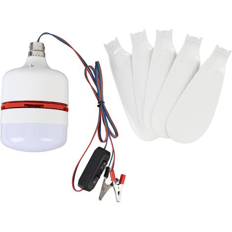Tragbarer Deckenventilator (42 Cm) Mit Led-beleuchtung, 12 V Gleichstrom, Abnehmbaren Flügeln Für Camping, Zelt Und Innenräume