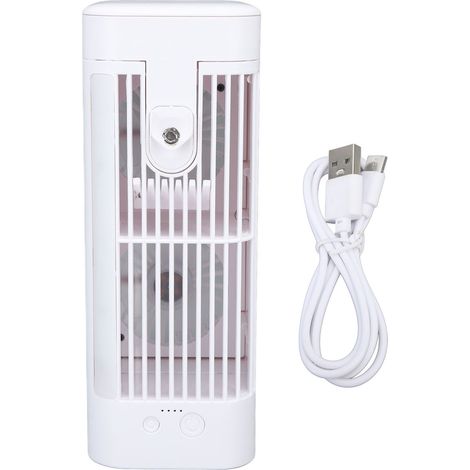 Tischventilator Mit Nachtlicht Und Sprühfunktion, Verstellbar, Leise Und Kompakt