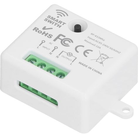 433-mhz-funksteuermodul Für Beleuchtung – 10 A, 85–240 V Ac, Weiß, 47 X 41 X 23 Mm