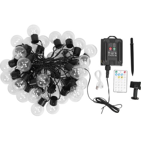 Lichterkette Für Den Außenbereich Mit 40 G50-glühbirnen, Wasserdicht, Solar- Und Usb-betrieben, 10 M, Warmweiß, Transparentes Gehäuse