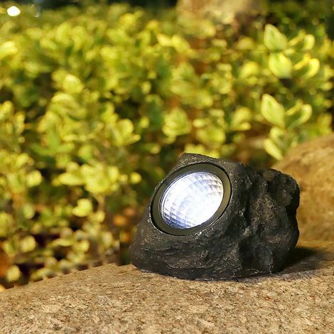 Steinförmige Solar-außenleuchte – Garten- Und Hofbeleuchtung Mit Automatischem Lichtsensor, Ip65, Schwarz