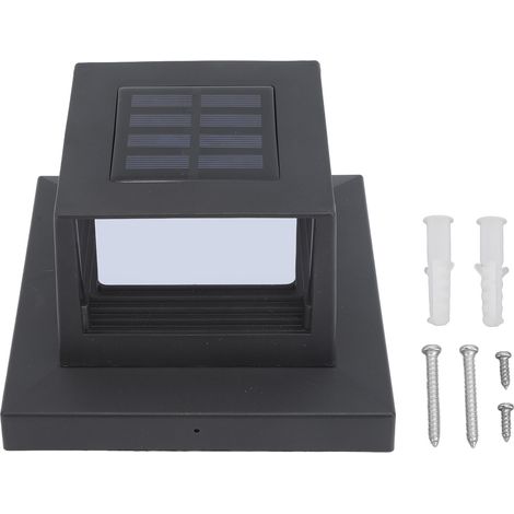 Solar-wandleuchte Für Quadratische Außensäulen – Zweifarbige Led (warmweiß/weiß), Ip44, Schwarzes Abs, Mit Integriertem Akku