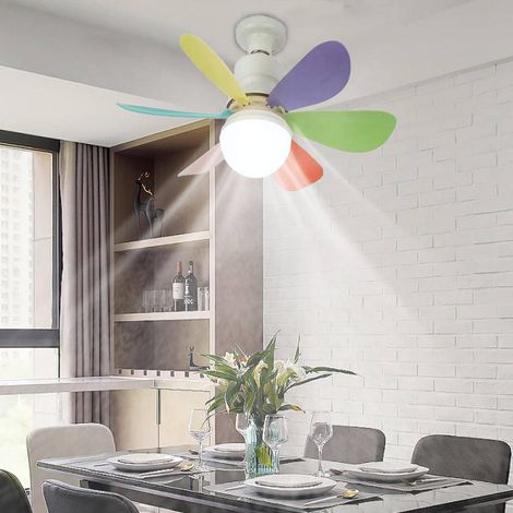 Deckenventilator Mit Led-beleuchtung, 52 Cm, 6 Farbige Flügel, Fernbedienung, Dimmbar 3000k-6500k, E27