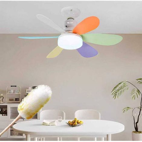 Deckenventilator Mit Led-beleuchtung, 52 Cm, 5 Mehrfarbige Flügel Und Kristalllampenschirm, Inklusive Fernbedienung