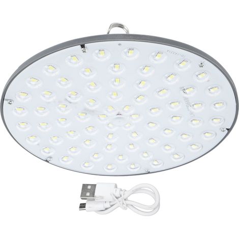 Wiederaufladbare Led-campinglampe Per Usb, Wasserdichte Runde Scheibe Mit Haken – 19,5 Cm, 2400 Mah, 850 Lm