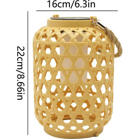 Solar-außenlaterne Aus Synthetischem Rattan, Ip44 Wasserdicht, Warmes Licht, 22 Cm, Für Garten, Terrasse Und Balkon