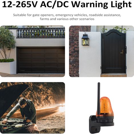 Blinkende Torwarnleuchte, 12–265 V Ac/dc, Hochhelles Gelb, Schutzart Ip54, 60 × 85 Mm