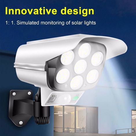Solar-flutlicht Mit Bewegungsmelder Und Attrappe Einer Kamera – 77 Leds, 200 Lm, Ip65, 3 Modi, Fernbedienung