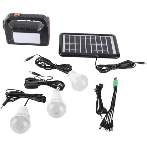 Tragbarer Solargenerator Mit Led-lampe, 3 Externen Glühbirnen, 4000-mah-akku, 2 Lademodi