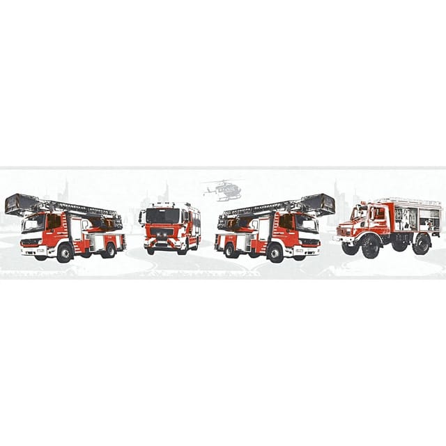 A.S. Création Tapetenbordüre Feuerwehrauto Rot und Hellgrau 0,13 x 5 m AS-358141